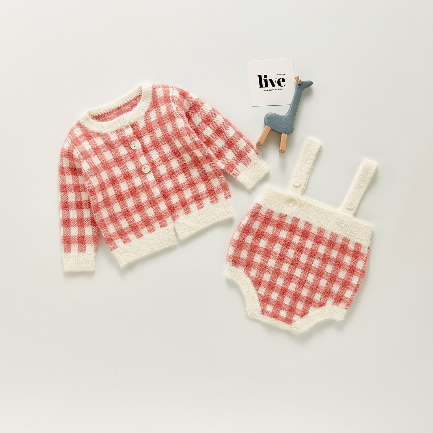 Ashmi & Co. Rue Cotton Jacquard Cardigan & Bodysuit Set in Red