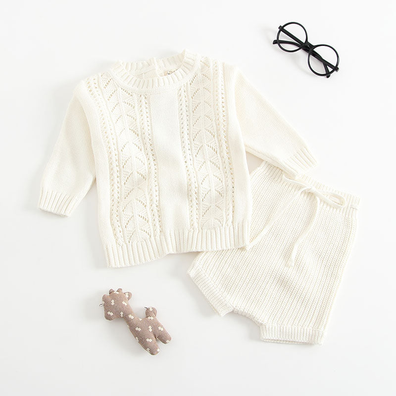 white cable knit baby romper